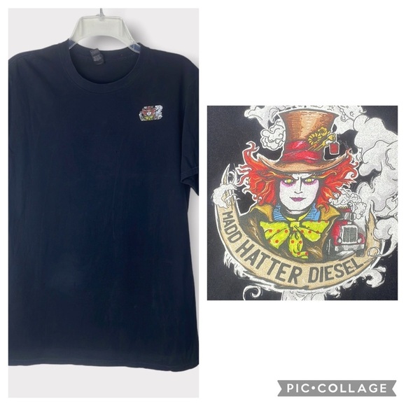 Johnny Depp as Mad Hatter Diesel Women's T-Shirt Size M logo on front and Back - Picture 1 of 14